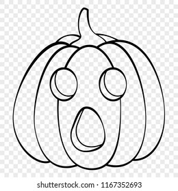 Surprised face Halloween pumpkin emotion outline drawing for laser cutting, festive decor, stickers.
