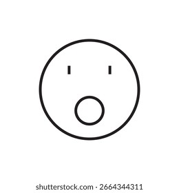 Dibujo de línea de trazo editable de contorno de icono de cara sorprendida EPS
