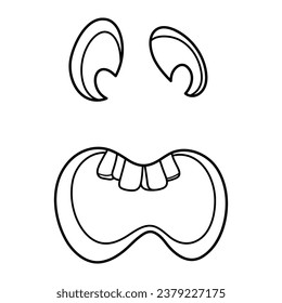 Surprised face of Jack Lantern Halloween pumpkin. Spooky hand drawn line icon. Autumn holiday decoration.
