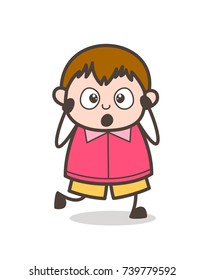 Surprised Face with Open Mouth - Cute Cartoon Fat Kid Illustration