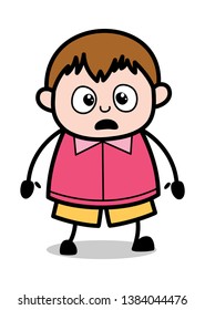 Surprised Face - Teenager Cartoon Fat Boy Vector Illustration