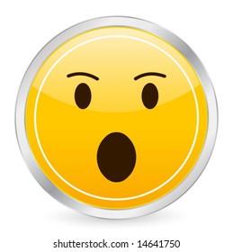 Surprised face yellow circle icon. Vector illustration
