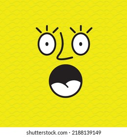 surprised facial expression illustration on yellow background
