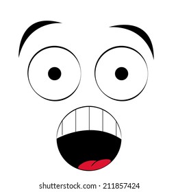 a surprised facial expression on a white background