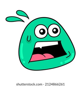 surprised facial expression, vector illustration carton emoticon. doodle icon drawing