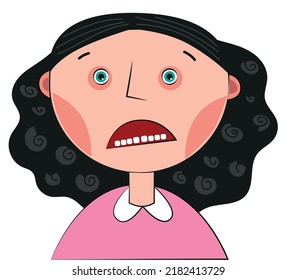 Surprised female face. White background