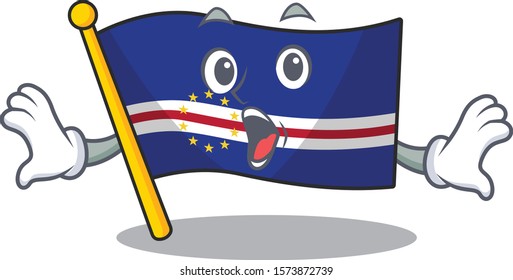 Surprised flag cape verde face gesture on cartoon style