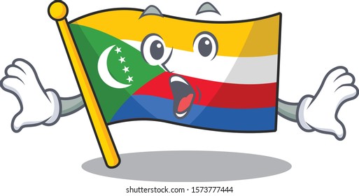 Surprised flag comoros face gesture on cartoon style