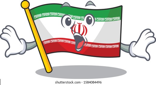 Surprised flag iran face gesture on cartoon style