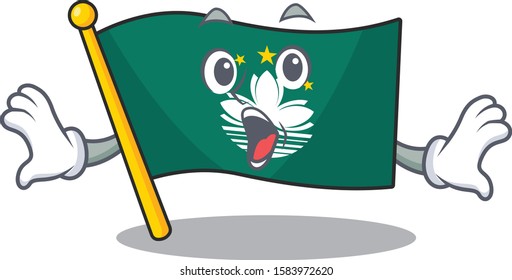 Surprised flag macau face gesture on cartoon style