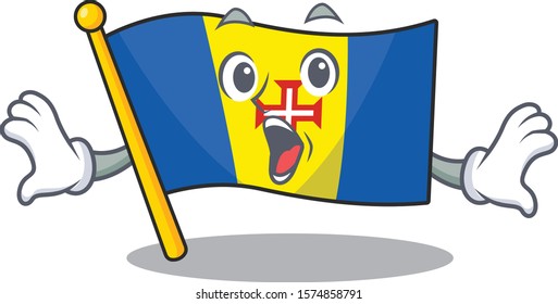 Surprised flag madeira face gesture on cartoon style