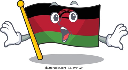 Surprised flag malawi face gesture on cartoon style