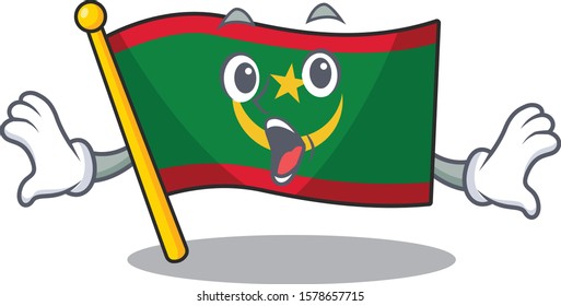 Surprised flag mauritania face gesture on cartoon style