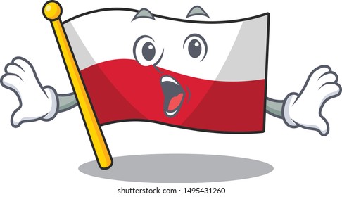 Surprised flag poland hoisted isolated the character