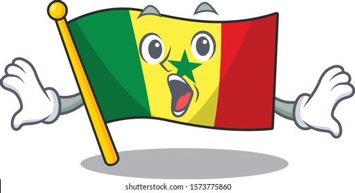 Surprised Flag Senegal face gesture on cartoon style