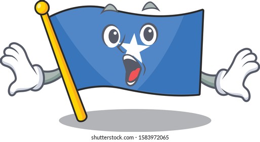Surprised flag somalia face gesture on cartoon style
