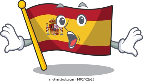 Surprised flag spain isolated in the cartoon