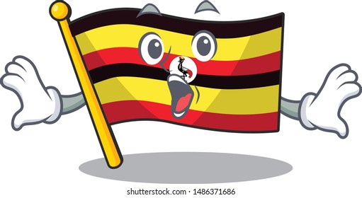 Surprised flag uganda isolated in the cartoon
