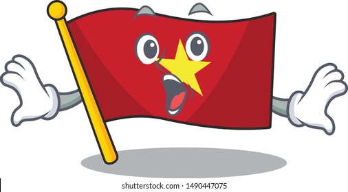 Surprised flag vietnam fluttered on mascot pole