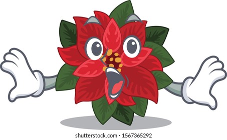 Surprised flower poinsettia face gesture with open mouth