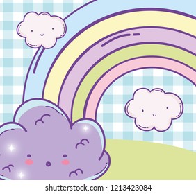 surprised fluffy cloud and beauty rainbow