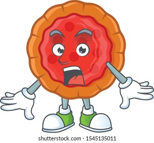 Surprised fresh cherry pie in the character