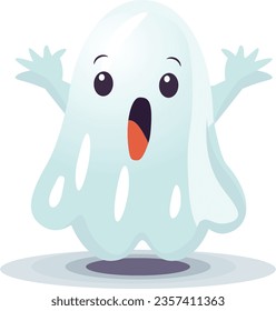 Surprised Friendly Ghost - Halloween Illustration