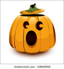 Surprised and frightened pumpkin for Halloween. Insulated object on a white background. Vector.