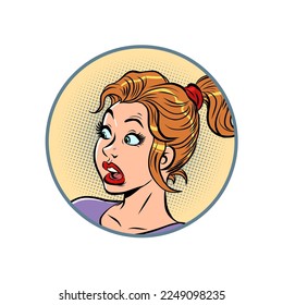 Surprised frightened woman. Bad news, information. human emotions