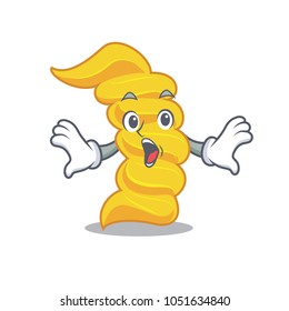 Surprised fusilli pasta mascot cartoon