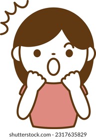 surprised girl. Icon-like person's facial expression illustration
