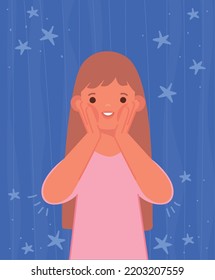 surprised girl poster with stars