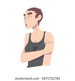 Surprised Girl with Short Haircut, Young Woman with Shocked and Frightened Face Expression Cartoon Style Vector Illustration