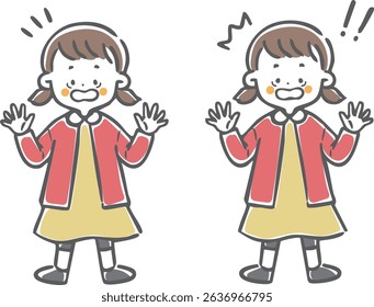 Surprised girl, whole body, vector