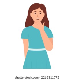 Surprised girl. Wow emotion. Vector illustration.