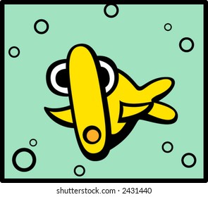überraschte goldene Fische unter Wasser, Vektorgrafik