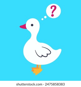 Surprised goose. Vector illustration in flat style.