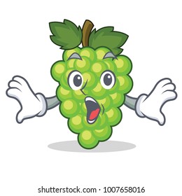 Surprised green grapes mascot cartoon