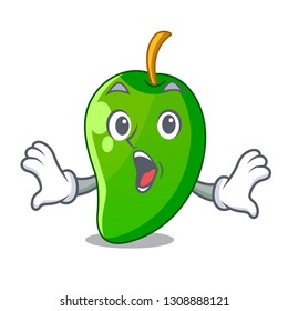 Surprised green mango in the cartoon shape