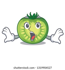 Surprised green tomato slices in cartoon shape