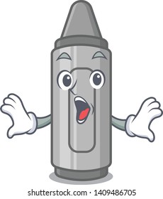 Surprised grey crayon mascot