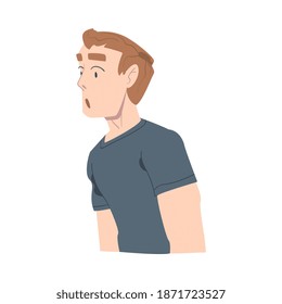 Hombre sorprendido, joven con aspecto de impactado y asustado vector de dibujos animados Ilustración