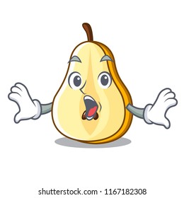 Surprised half of pear isolated on cartoon
