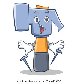 Surprised hammer character cartoon emoticon