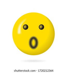 Überraschender Happy-Face-Halftone-Comic-Stil mit erstaunlicher oder schockierter Round-Mouth-Circle-Vorlage für Ihre Zwecke - Schwarz-Gelb auf weißem Hintergrund - Vektorflaches Grafikdesign