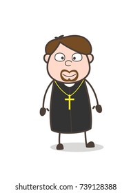 Surprised Happy Priest Face Vector