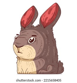 Ein überraschender Hase, einzelne Vektorgrafik. Cute Cartoon Bild eines Kaninchens, das etwas mit Schock anstarrt. Aufkleber für gezogene Tiere. Ein verwirrtes Kaninchen auf weißem Hintergrund. Symbol für 2023