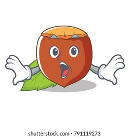 Surprised hazelnut mascot cartoon style