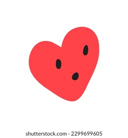 Surprised heart vector illustration. Sad heart face character emoji flat icon. Doodle illustration