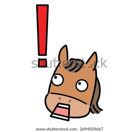 Surprised horse and exclamation mark.